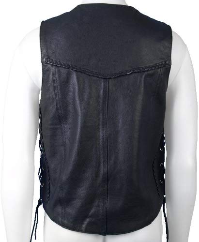 Hot Leathers VSM1015 Men's Black Heavyweight Leather Vest With Side