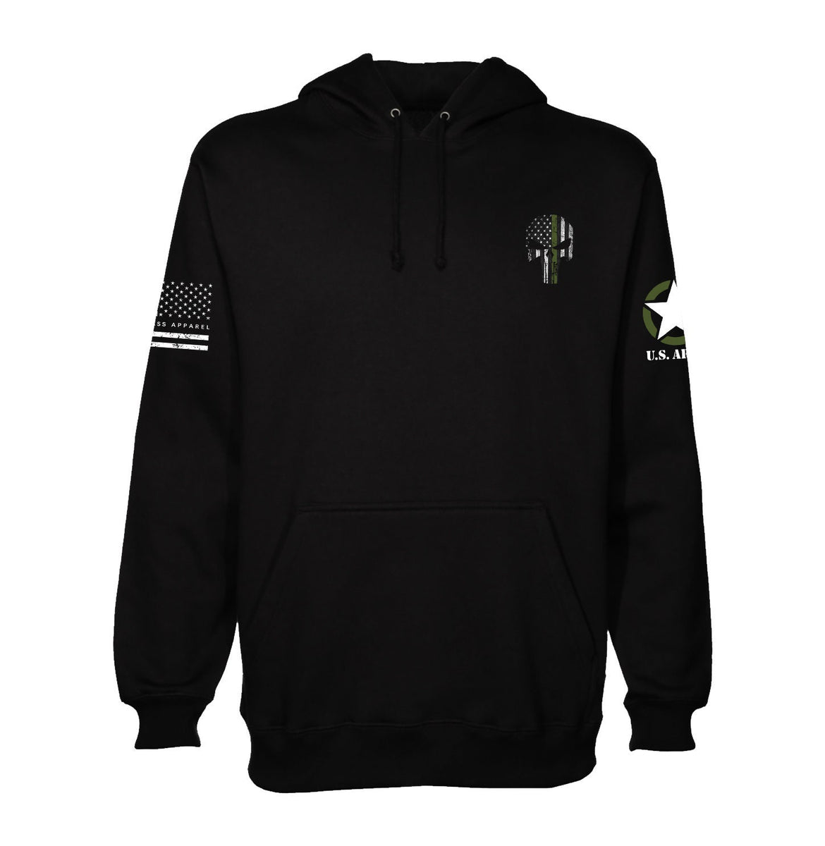 Punisher Skull Thin Green Line Hoodie Patriotic Skull American