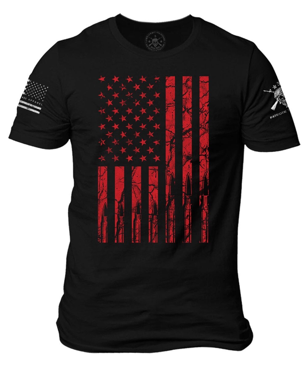 Grunt Style Red Line Flag Basic T-Shirt - Midnight Navy