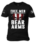 Free Men Don't Ask Permission to Bear Arms Patriotic American Flag T-shirt | 2nd amendment  Shirt | USA Flag T-shirt