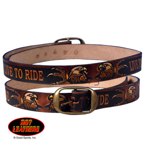 Embossed Leather Live To Ride Leather Belt