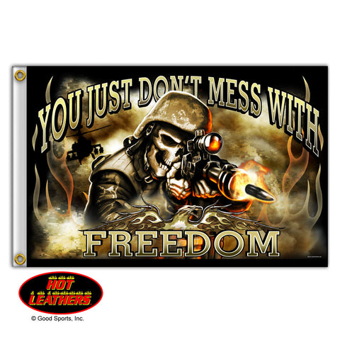 Hot Leathers Skull Soldier Flag