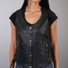Ladies Black Lambskin Vest w/Side Lace