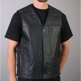 Men's Concealed Carry Leather Vest w/ Lace Up Sides