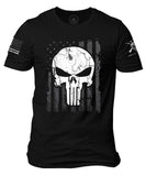 Punisher Black Crew Neck-T-shirt | Grunge Punisher T-shirt | Patriotic Flag Shirt | American flag Grunge Punisher T-shirt