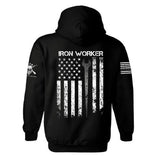 Iron Worker Patriotic American Flag Hoodie | Iron Worker | Steel Worker | USA Flag Iron Worker Hoodie | Unisex Hoodie