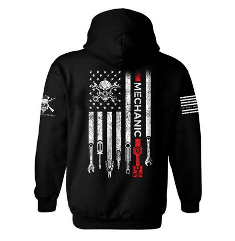 Mechanic Patriotic American Flag Hoodie | Mechanic Hoodie | Mechanic Tools Flag | American Flag | Gift for Mechanics | Unisex Hoodie