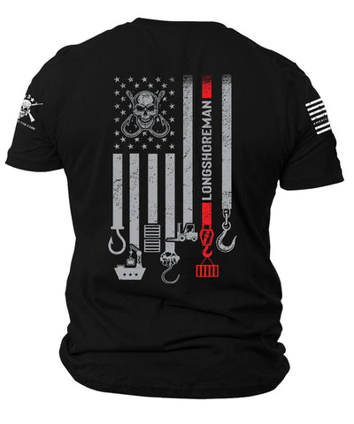 Longshoreman T-Shirt | American Flag Longshoreman T-Shirt | Patriotic Longshoreman |  Gift For Longshoreman | Longshoreman Worker
