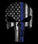 Punisher Skull Thin Blue Line T-shirt | Patriotic Skull American Flag T-shirt | Punisher Skull Police Officer shirt | Thin Blue Line T-shirt