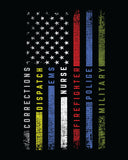 First Responders American Flag Hoodie | EMS | Nurse | Police | Firefighter | Military | Dispatch | American Flag | Patriotic | Unisex Hoodie