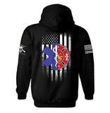 EMS And Firefighter First Responders American Flag Hoodie | First Responders | Firefighter | EMS | American Flag | Patriotic | Unisex Hoodie