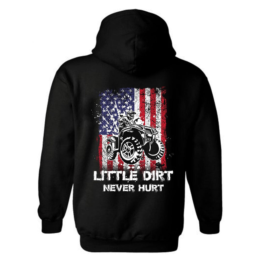 Little Dirt Never Hurt ATV American Flag Patriotic Hoodie ATV American Flag ATV Patriotic Unisex Hoodie