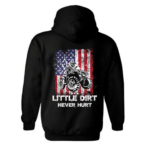 Little Dirt Never Hurt ATV American Flag Patriotic Hoodie | ATV American Flag | ATV | Patriotic | Unisex Hoodie