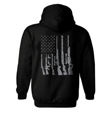 Gun American Flag Hoodie |  Rifle Flag |  Shotgun Flag |  Patriotic Hoodie | Gun Flag | USA Patriotic Flag Hoodie | Unisex Hoodie
