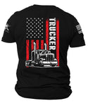 Trucker Patriotic American Flag T- Shirt |  T-shirt gift for Trucker  Husband |  American Flag Shirt | Trucker American Flag