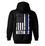 Personalized Retired Police Officer American Flag Hoodie | Thin Blue Line Retirement USA Flag Hoodie | Custom Hoodie | Unisex Hoodie