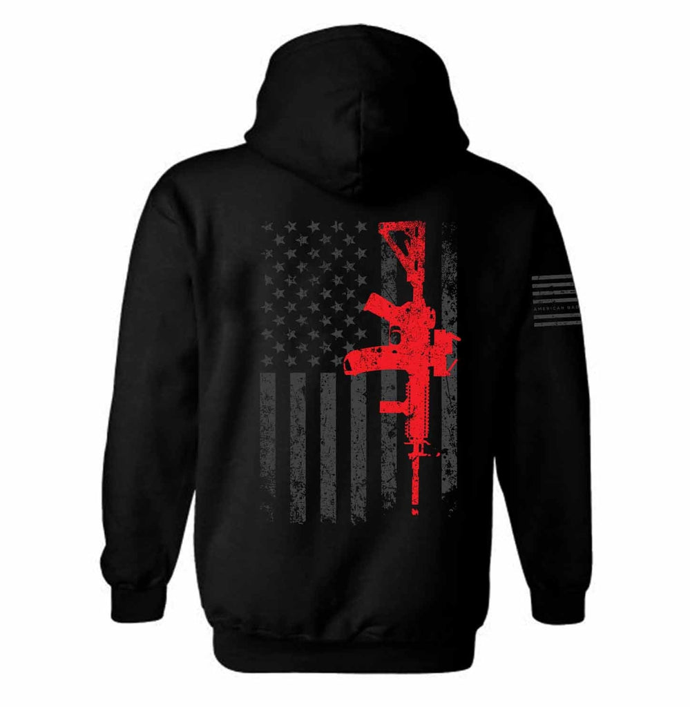 American Flag AR Rifle Hoodie 2nd amendment Gun Rights Pro