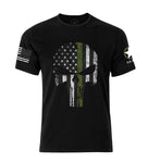 Punisher Skull Thin Green Line T-shirt | Patriotic Skull American Flag T-shirt | Punisher Skull US. Military  shirt | Army T-shirt