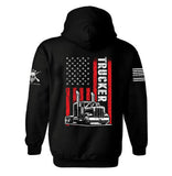 Trucker Patriotic American Flag Hoodie | Hoodie gift for Trucker Husband | American Flag | Trucker USA Flag | Truck Driver | Unisex Hoodie