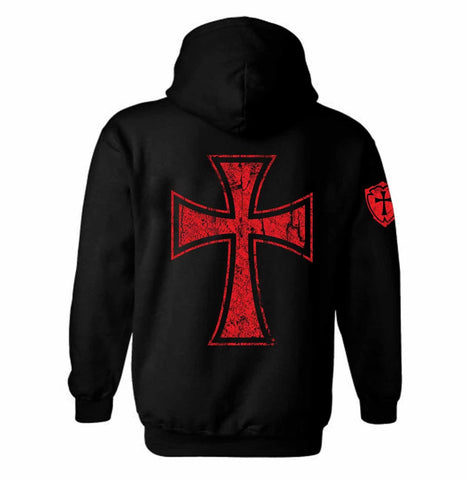 Knights Templar Crusader Hoodie | Christian Knight Order | Crusader Red Cross | Knights Templar Cross | Cross bible | Unisex Hoodie