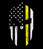 Thin Yellow Line 911 dispatcher T-shirt | Spartan Patriotic Flag Shirt | Thin Yellow Line Spartan Helmet T-shirt | 911 dispatcher  T-Shirt