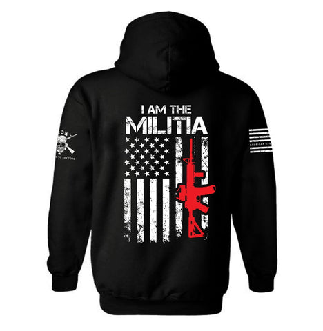 I Am Militia American Flag AR-Rifle Hoodie | 2nd amendment | Defend the 2nd | Gun Lover |  Gun Rights | Patriotic American | Unisex Hoodie