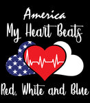 My Heart Beats Red White and Blue V Neck T-Shirt