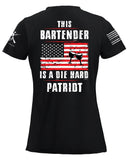 This Bartender is A Die Hard Patriot  Original American Bad Ass Crewneck T-Shirt