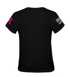 Punisher Skull Thin Pink Line | Cancer Support T-shirt | Patriotic Cancer Support Ribbon | USA Flag T-shirt | Thin Pink Line T-shirt