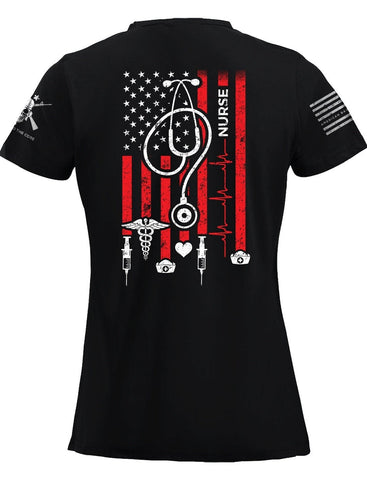 Nurse American flag Patriotic Flag shirt | Patriotic Flag Shirt | Nurse Shirt | Unisex T-shirt | Heart beat shirt