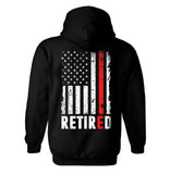 Personalized Retired Firefighter American Flag Hoodie | Thin Red Line Retirement USA Flag Hoodie | Custom Hoodie | Unisex Hoodie