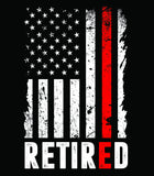 Personalized Retired Firefighter American Flag Hoodie | Thin Red Line Retirement USA Flag Hoodie | Custom Hoodie | Unisex Hoodie