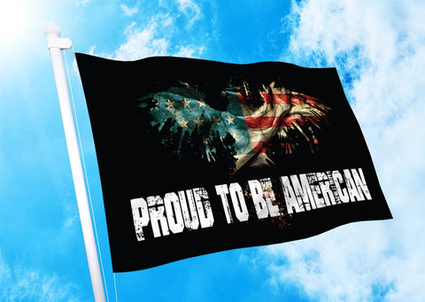 Proud To Be American | 3' x 5' USA Patriotic American Flag  Rally Banner- Flag -Yard Sign-Vinyl Banner