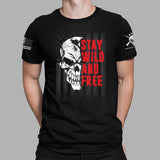 Stay Wild and Free Patriotic American Flag T-shirt | Skull American Flag Shirt |  Wild and Free | Freedom is not Free T-shirt