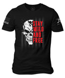 Stay Wild and Free Patriotic American Flag T-shirt | Skull American Flag Shirt |  Wild and Free | Freedom is not Free T-shirt