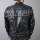 Men's Leather Jacket with Reflective Piping