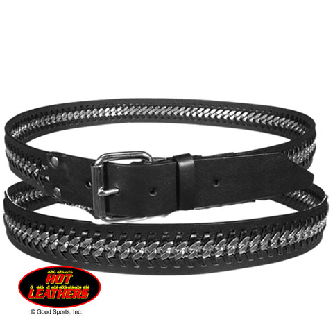 Center Weave Black Leather Belt