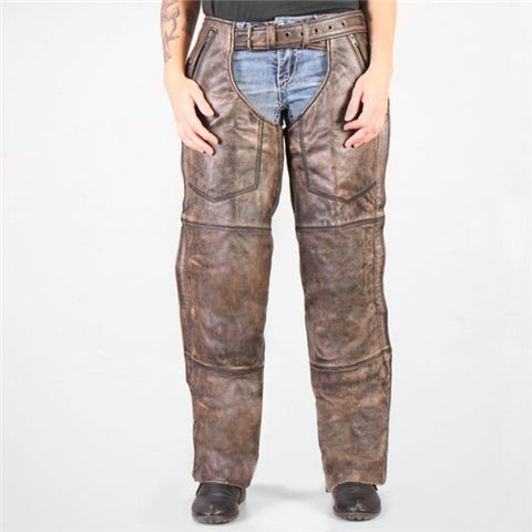 Distressed Brown Leather Chaps
