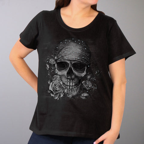 Skull Bandana Full Figured Ladies T-Shirt