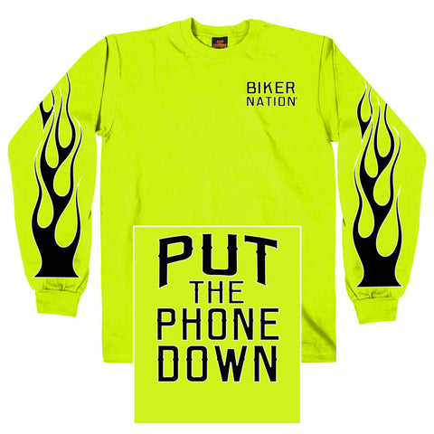 Put The Phone Down Safety Green Long Sleeve