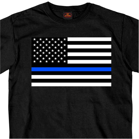 Mens Thin Blue Line American Flag T-Shirt