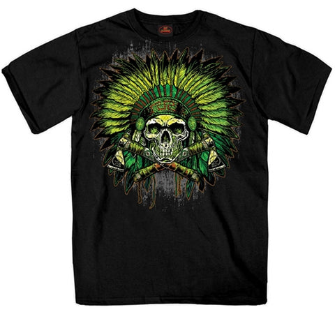 Green Indian Headdress Skull T-Shirt