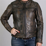 Ladies Distressed Brown Leather Jacket