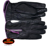 Hot Leathers Ladies Driving Gloves w/Purple Piping