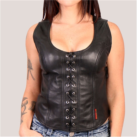 Leather Lace-Up Ladies Halter Top