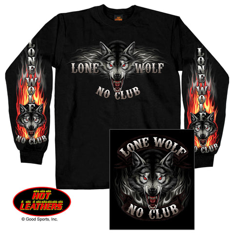 Lone Wolf No Club Biker Long Sleeve Shirt