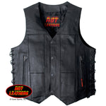 Men's 10 Pocket Leather Vest w/ Side Laces