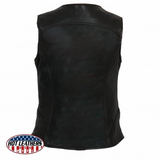 Premium USA Made Leather Ladies Zipper Front Vest