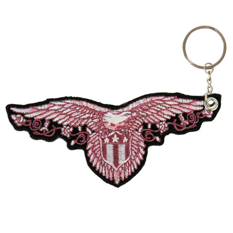 Pink Eagle Embroidered Key Chain