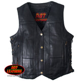 Black Ten Pocket Leather Vest